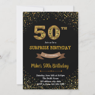 Dourado glitter confetti 50 anos convite