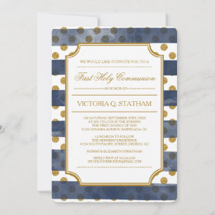 Dourado Glitter Glamor Primeiro Sagrado Convite Co