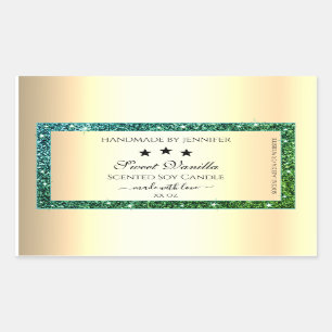Dourado Glitter Verde Verde de Etiquetas de Embala
