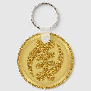 Dourado Gye Nyame African Adinkra Chaveiro