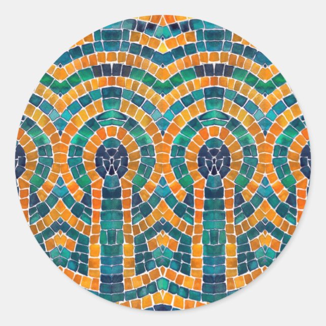 DOURADO ÍCONES MOSAIC Grandes Adesivos redondos (Frente)