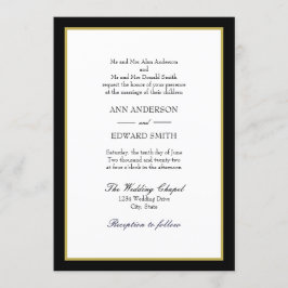 Dourado Limite Negro Convite para Casamento de Amb