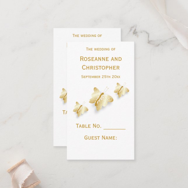 Dourado Local Definição Cartões Borboletas Design (Frente/Verso In Situ)