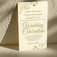 Dourado local em Creme BUDGET Casamento Convite Gr