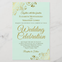 Dourado local no convite para casamento do Mint BU