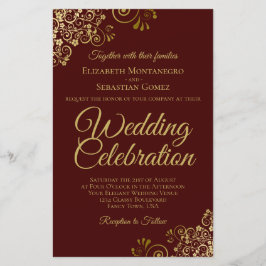 Dourado local no convite para casamentos do orçame