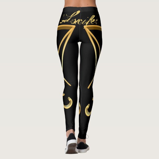 Dourado Luciferian Sigil do Lúcifer Pagan Leggings (Verso)