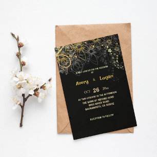 Dourado lugar no convite para casamento chic preto