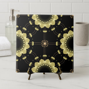 Dourado luminoso preto árabe mandala geométrico