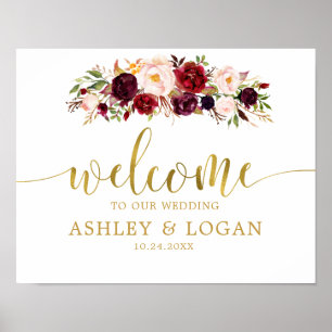 Dourado Marsala Boho Autumn Welcome Poster