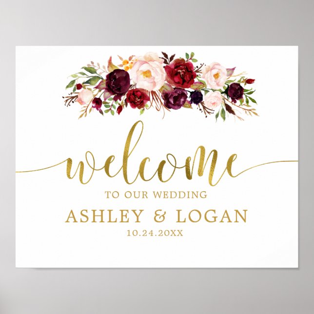 Dourado Marsala Boho Autumn Welcome Poster (Frente)