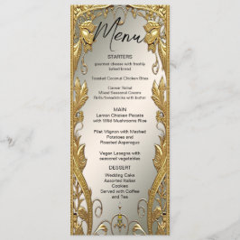 Dourado Menu de Casamento Floral Decorativo