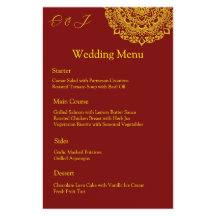 Dourado menu de casamento vermelho mandala