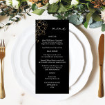 Dourado Menu Floral Altura - Preto<br><div class="desc">Combine seu casamento ou convites de festas ou tema com seu lindo e Dourado Floral em Black Tall Menus.</div>