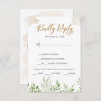 Dourado Menu Verde Escolha de RSVP de Casamento