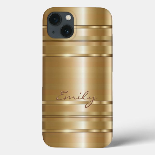 Dourado metálico e tiras de cobre Padrão 2 Monogra (Verso)