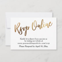 Dourado Moderno & Bokeh RSVP Online Caligrafia Cas