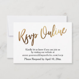 Dourado Moderno & Bokeh RSVP Online Caligrafia Cas
