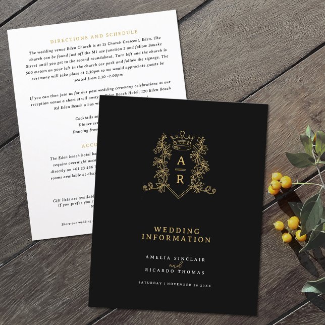 Dourado monograma informações de convidado de casa (Criador carregado)