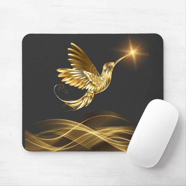 Dourado mouse Pad do Hummingbird (Com mouse)