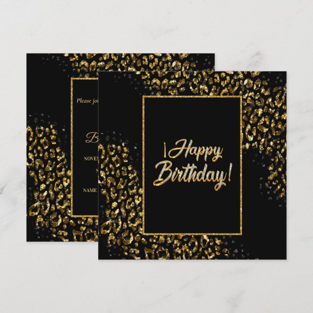 Dourado Negro e Jewel Leopard Convite (Frente/Verso)