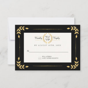 Dourado negro Laurel Leaf Wreath Foliage RSVP