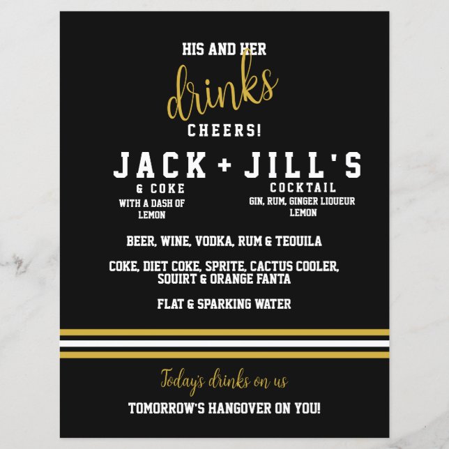 Dourado Negro Moderno Esporta Suas Bebidas De Casa (Frente)