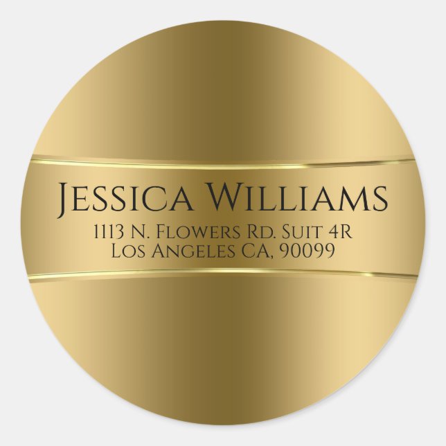 Dourado no adesivo redondo clássico Dourado (Frente)