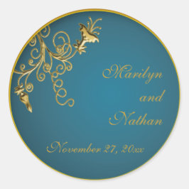 Dourado no adesivo redondo de 1,5" com volume supe