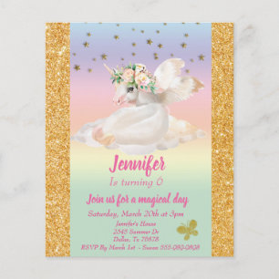 Dourado orçamento do Unicórnio Pegasus Rainbow, de