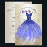 Dourado Orçamento Real Vestido Azul Doce 16 Convit<br><div class="desc">Dourado Orçamento Real Espelho Azul Doce Doce 16 Aniversário Convite</div>