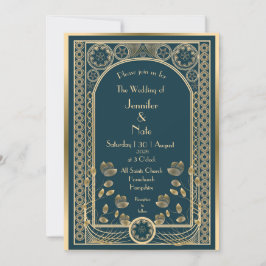 Dourado Ornamentado - Convite de casamento