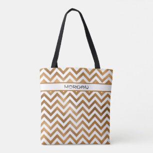Dourado padrão Chevron ✨ Tote Bag Personalizado