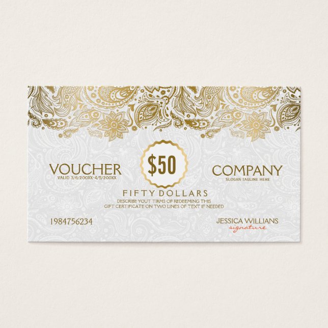 Dourado Paisley Lace Voucher (Frente)