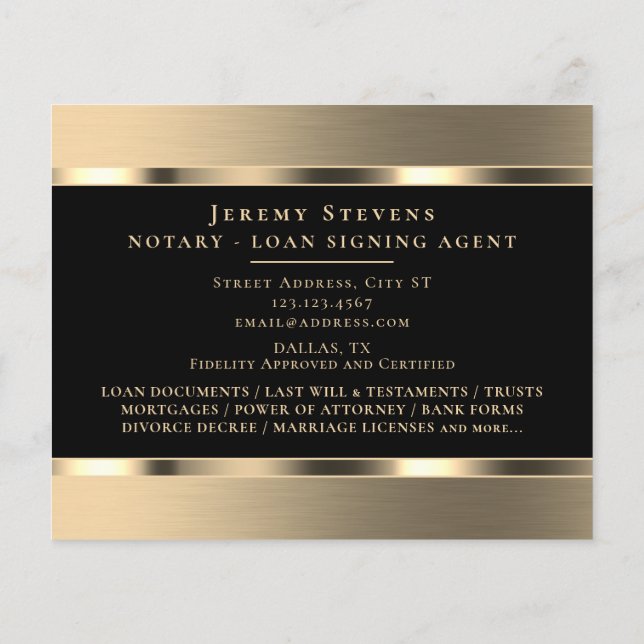 Dourado panfleto elegante metálico (Verso)