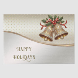 Dourado papel de tecidos de férias dos sinos de Na