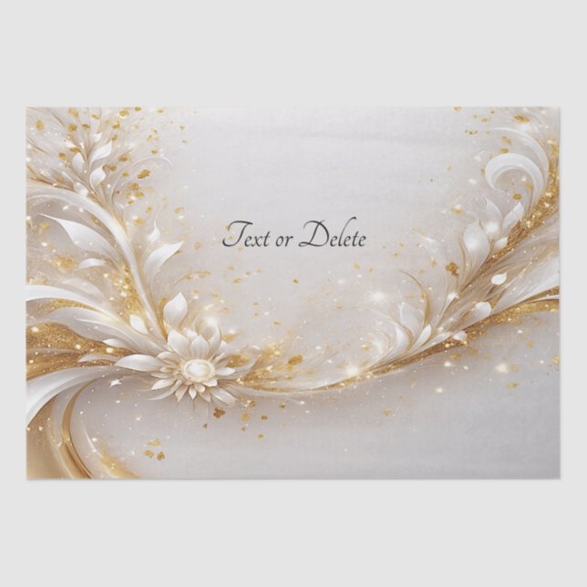 Dourado Papel Floral Branco (Frente )