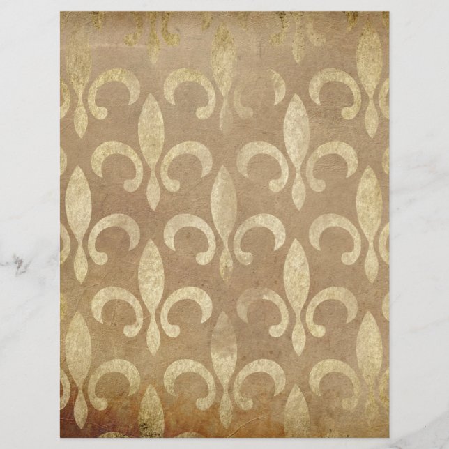 Dourado Papel Scrapbook Fleur de Lis (Frente)
