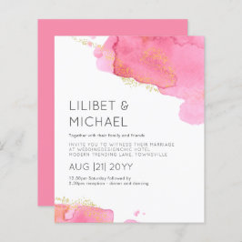 Dourado Pink Convite para Casamento do Orçamento