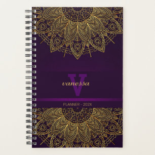 Dourado Planejador Monograma de Mandala