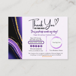 Dourado preto roxo Obrigado Cartão de visita