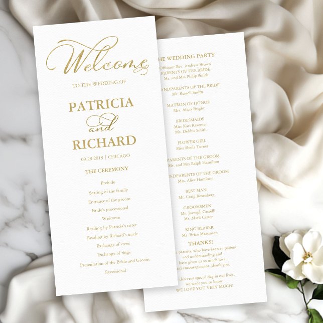 Dourado Programa de Cerimônia da Ordem de Serviço (Criador carregado)