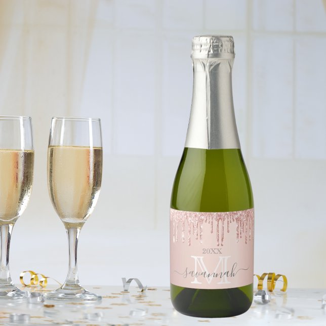 Dourado rosa brilho rosa faísca monograma glamour (Criador carregado)