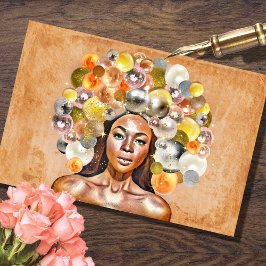Dourado Rush Black Girl Decoupage Papel Tecido