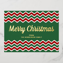 Dourado Script Green Stripes Feliz Natal