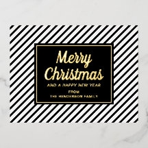 Dourado Script Preto Branco Riscado Feliz Natal
