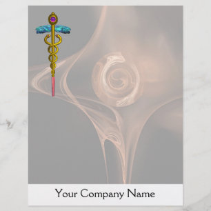 Dourado SÍMBOLO MÉDICO CADUEUS,Rosa Fractal cast