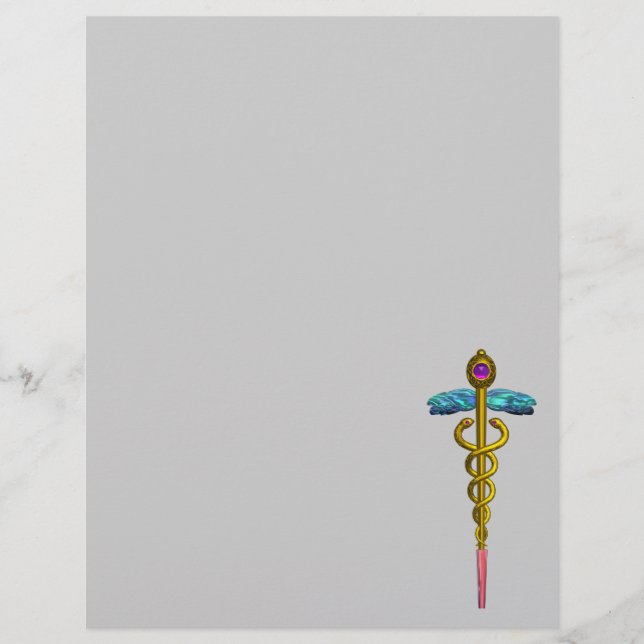 DOURADO SÍMBOLO MÉDICO DO CADUEUS (Frente)