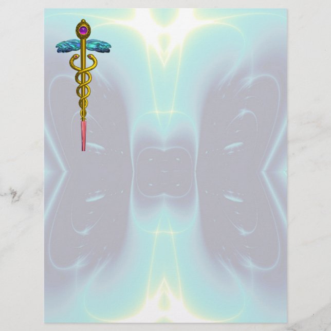 DOURADO SÍMBOLO MÉDICO DO CADUEUS (Frente)