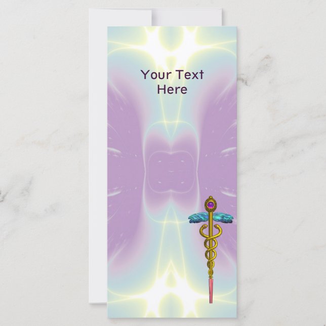 DOURADO SÍMBOLO MÉDICO DO CADUEUS Roxo Verde (Frente)